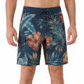 Pantaloncini da bagno uomo M in tessuto blu con stampa floreale e tasca laterale