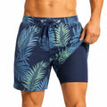 Costume da bagno uomo taglia L in tessuto sintetico blu con stampa tropicale e pantaloncino interno