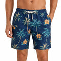 Costume da bagno uomo L blu navy con stampa tropicale e coulisse