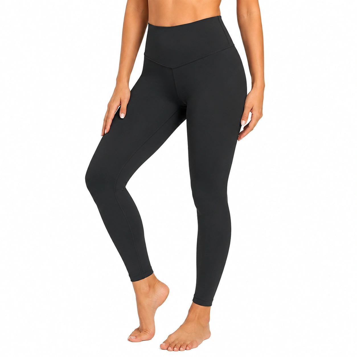 Leggings donna taglia S neri in tessuto elasticizzato a vita alta per allenamento