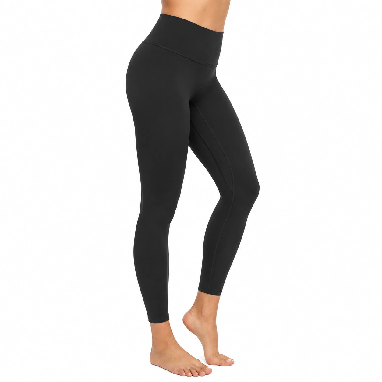 Leggings donna M neri in tessuto elasticizzato a vita alta per fitness