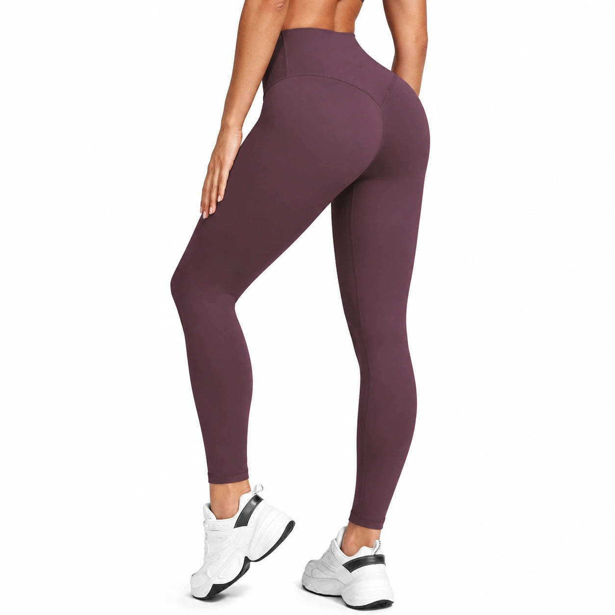 Leggings donna taglia S viola prugna a vita alta per allenamento