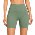 Shorts ciclista donna S in tessuto elasticizzato verde salvia - vita alta per allenamento