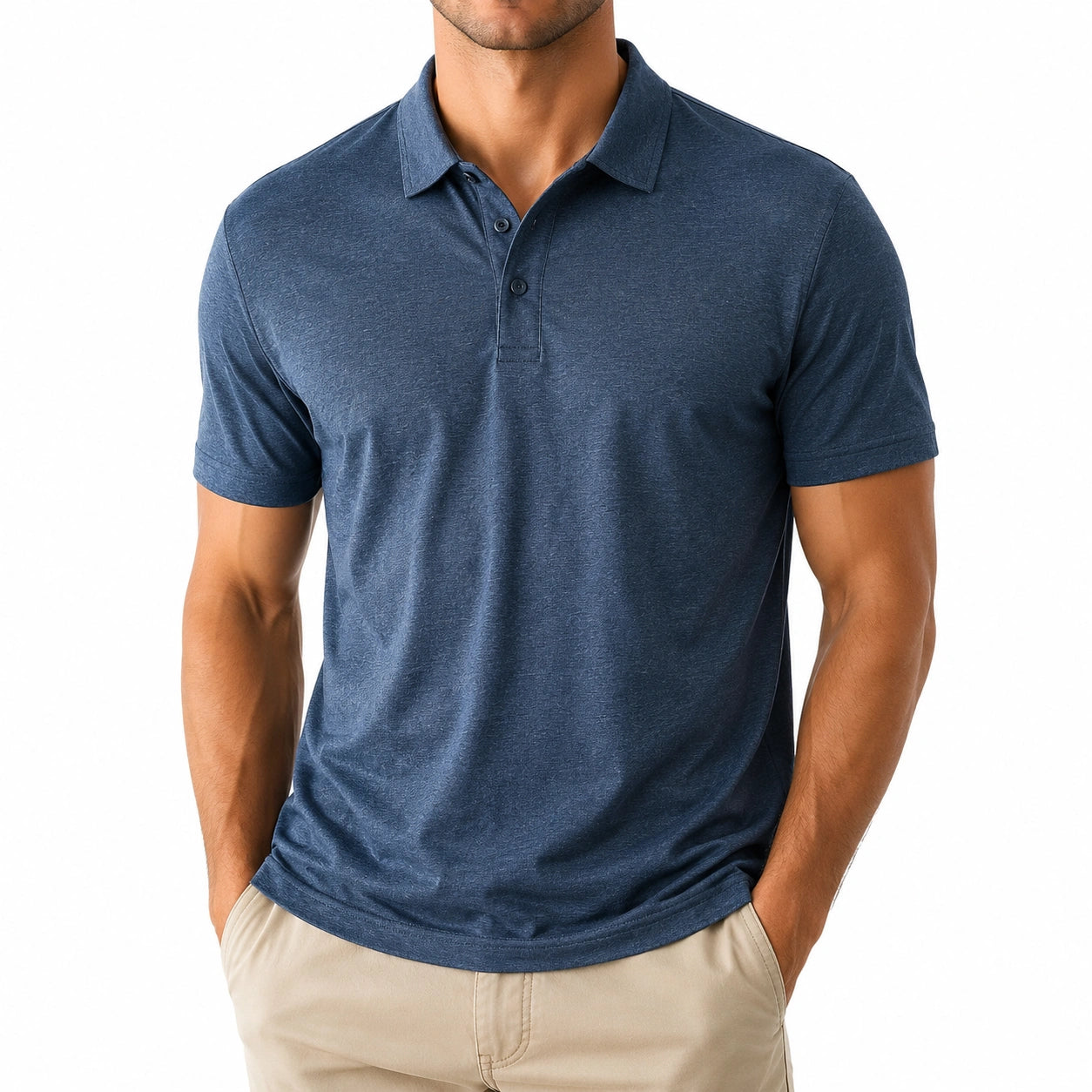 Polo da uomo taglia M in tessuto blu navy a maniche corte stile casual