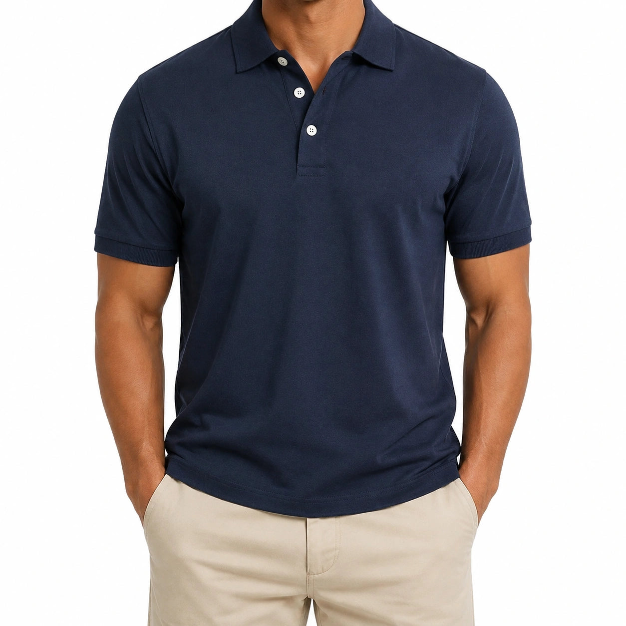 Polo da uomo taglia L blu navy in maglia a maniche corte stile casual