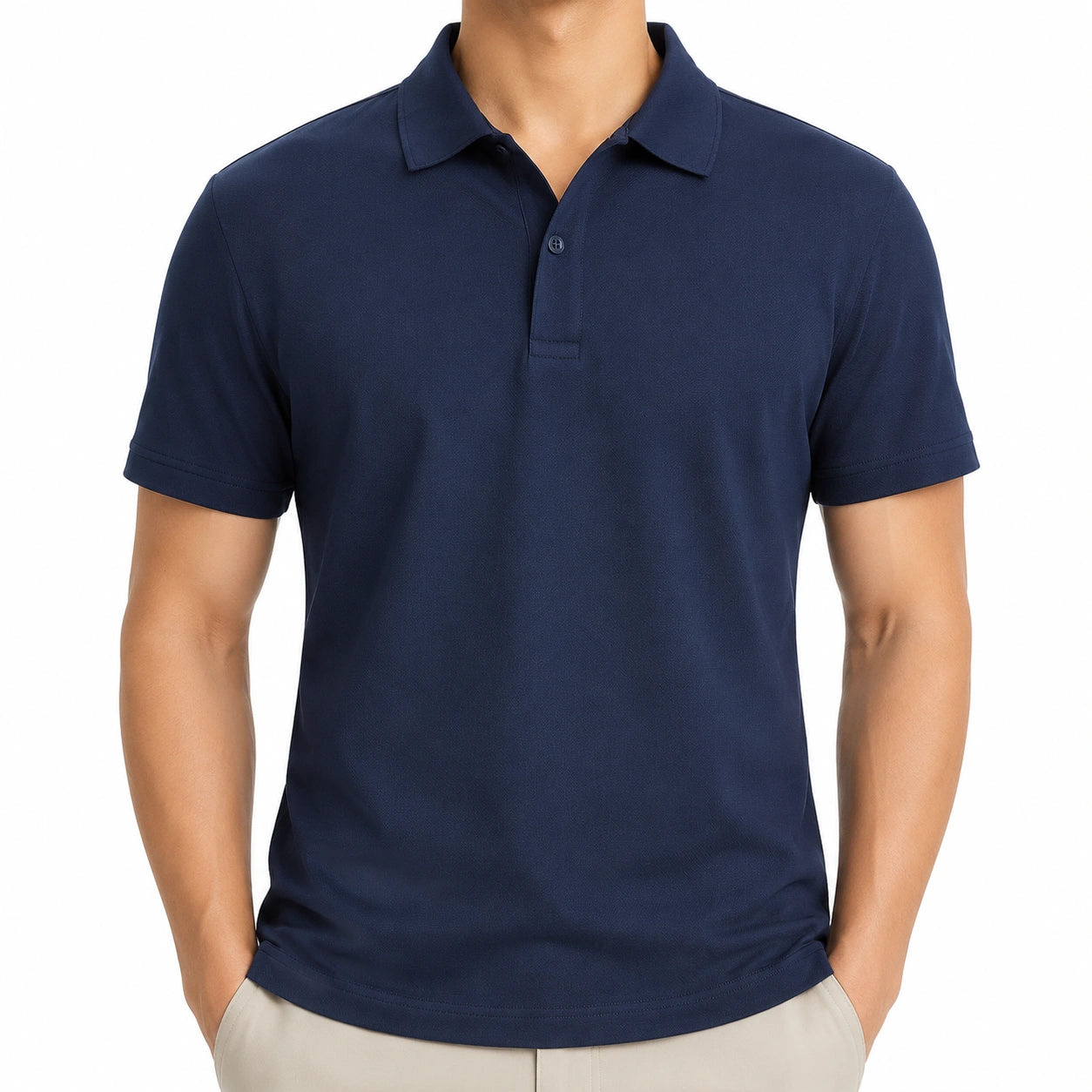 Polo uomo taglia L in tessuto blu navy a maniche corte stile casual