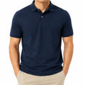Polo uomo L in cotone blu navy a maniche corte stile casual