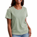 T-shirt donna S in cotone verde salvia - girocollo a maniche corte