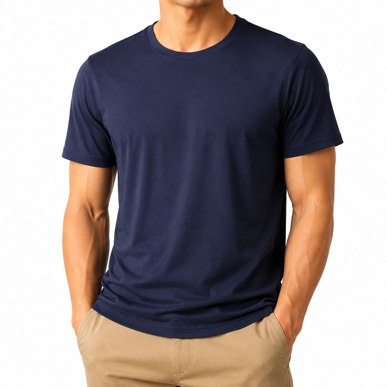 T-shirt uomo M in tessuto blu navy a maniche corte - girocollo casual