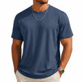 T-shirt uomo L blu navy in tessuto a maglia - girocollo manica corta casual