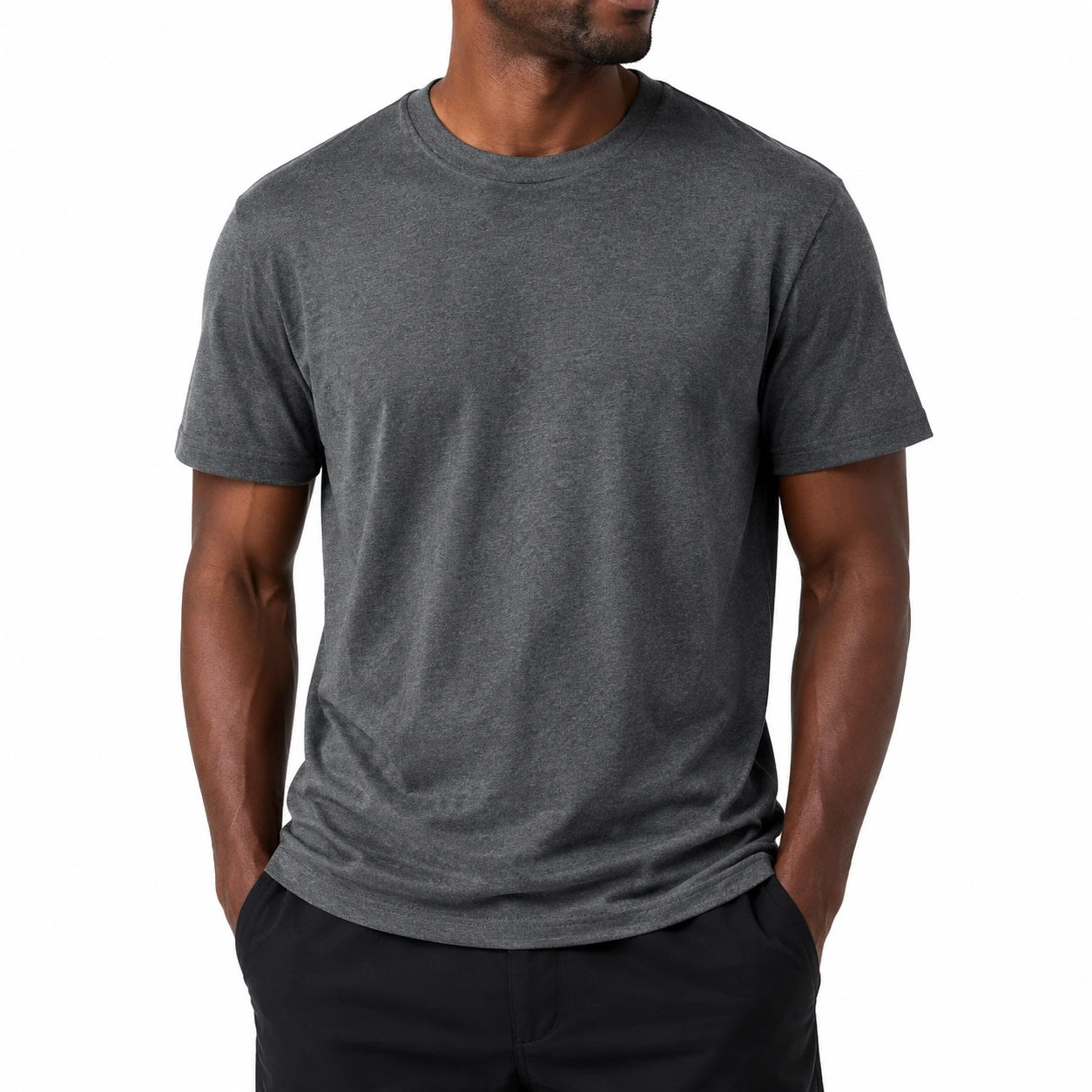 T-shirt uomo taglia L grigio antracite in tessuto a maglia a maniche corte girocollo tinta unita