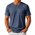T-shirt uomo L blu navy in tessuto con tasca sul petto - girocollo casual